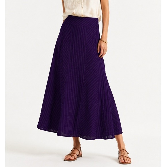 Talbots Dresses & Skirts - Talbots Purple Textured‎ Stripe Maxi Skirt Womens 4 A-Line Cotton Blend Side Zip